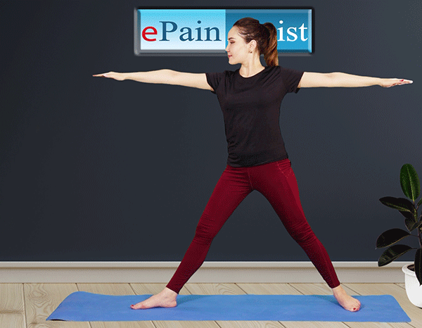 Yoga Poses for Patellar Tendonitis or Jumper's Knee-Veerbhadrasana or The Warrior Pose