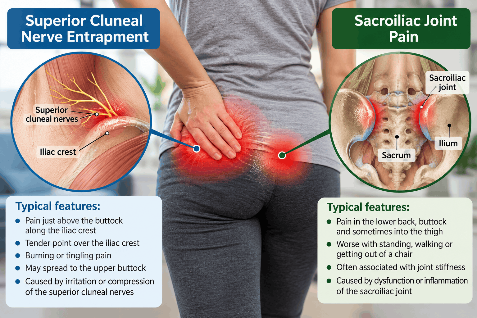 Superior Cluneal Nerve Entrapment vs Sacroiliac Joint Pain: Where Is the Pain Located? WSuperior Cluneal Nerve Entrapment vs Sacroiliac Joint Pain: Where Is the Pain Located?