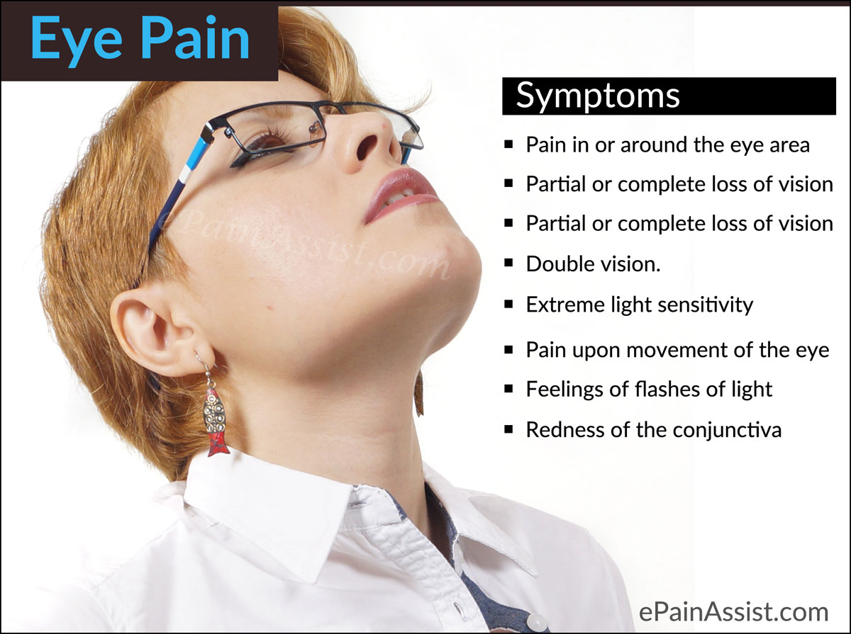 Symptoms of eye pain depend of the cause of eye pain. Eye pain is 